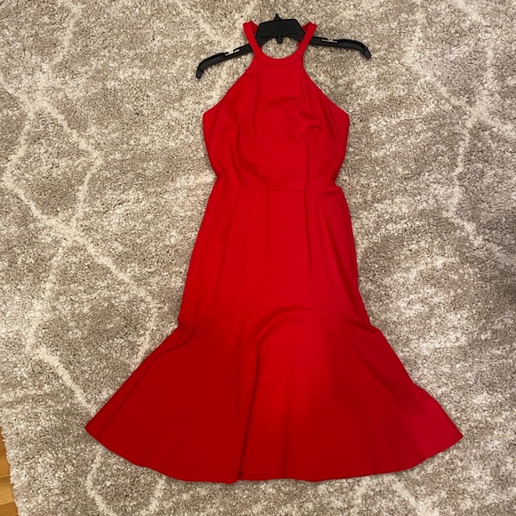 ADELYN RAE Halter Ponte Red Midi Dress Sz XS - Picture 5 of 9